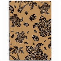 Hawaii Polynesian Turtle Palm And Sea Pebbles Gold Area Rug - AH Luxurious - Polynesian Pride