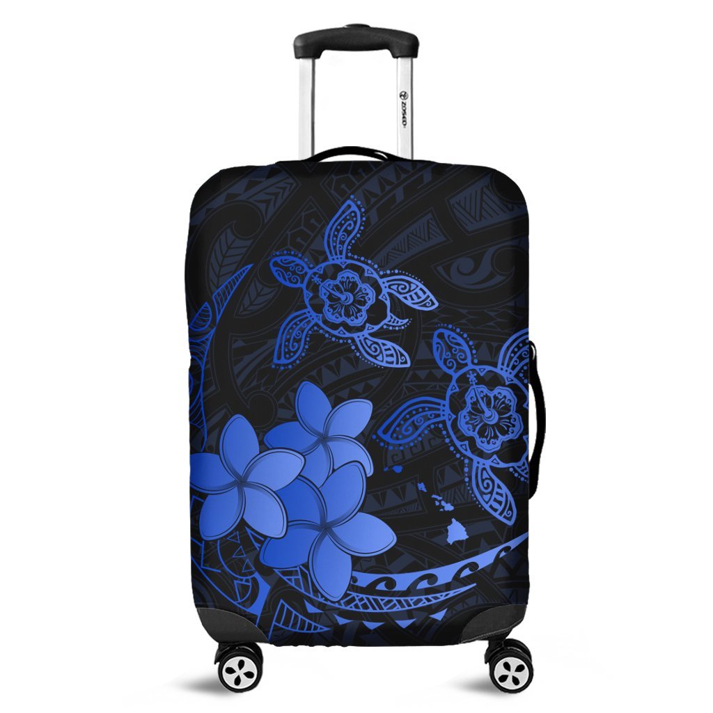 Hawaii Polynesian Turtle Plumeria Luggage Covers - Pog Style Blue - AH Black - Polynesian Pride