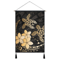 Hawaii Polynesian Turtle Plumeria Hanging Poster - Pog Style Gold - AH Hanging Poster Cotton And Linen - Polynesian Pride