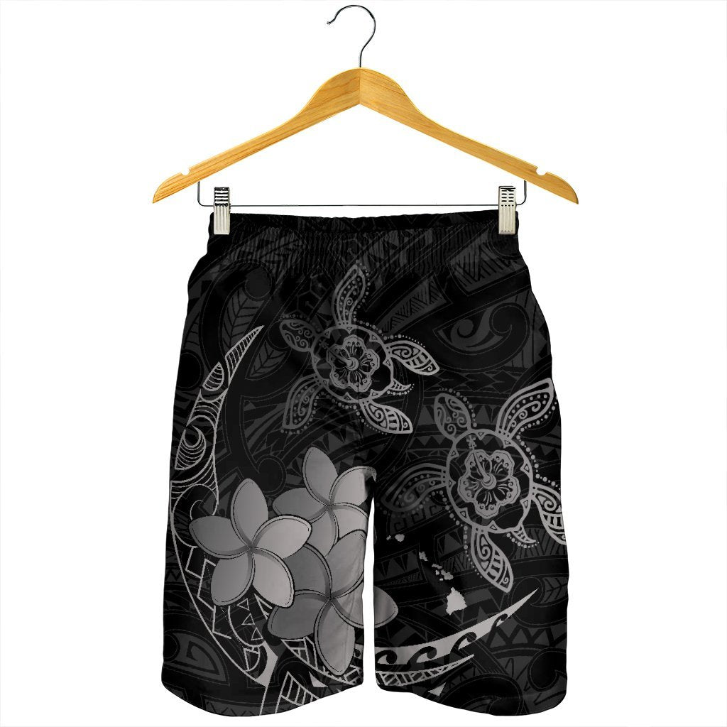 Hawaii Polynesian Turtle Plumeria Men's Shorts - Pog Style Gray - AH - Polynesian Pride