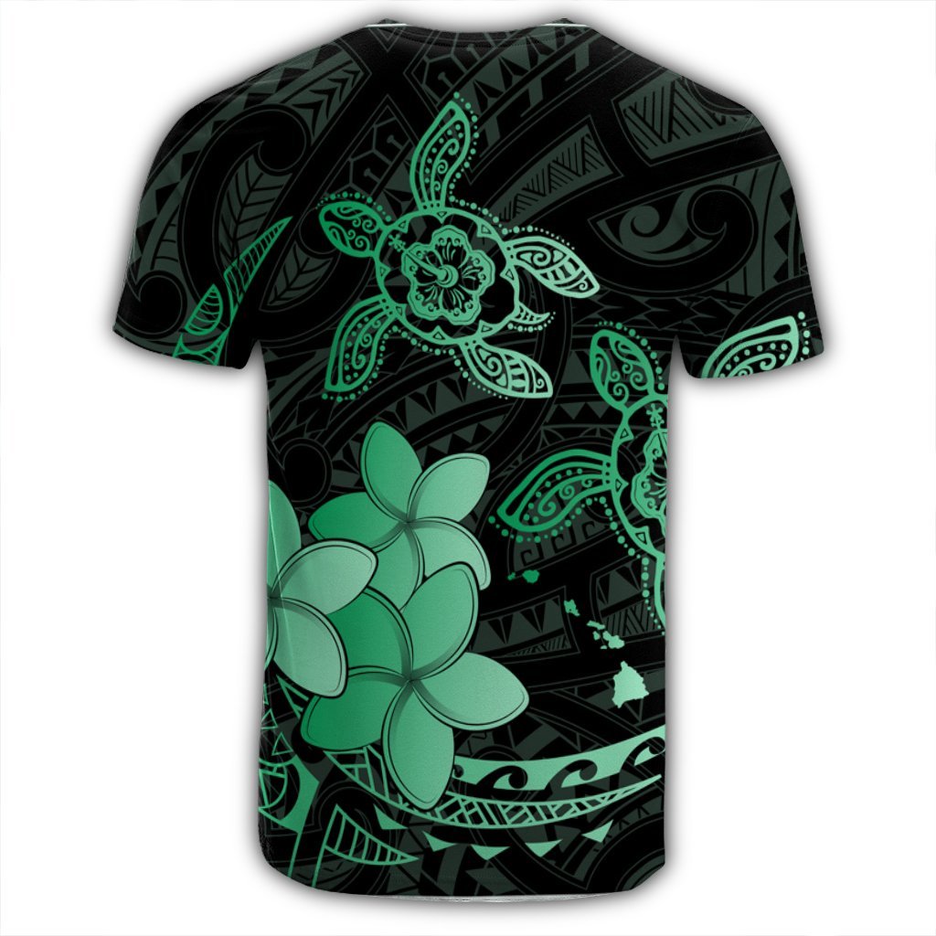 Hawaii Polynesian Turtle Plumeria T Shirt Pog Style Green - Polynesian Pride