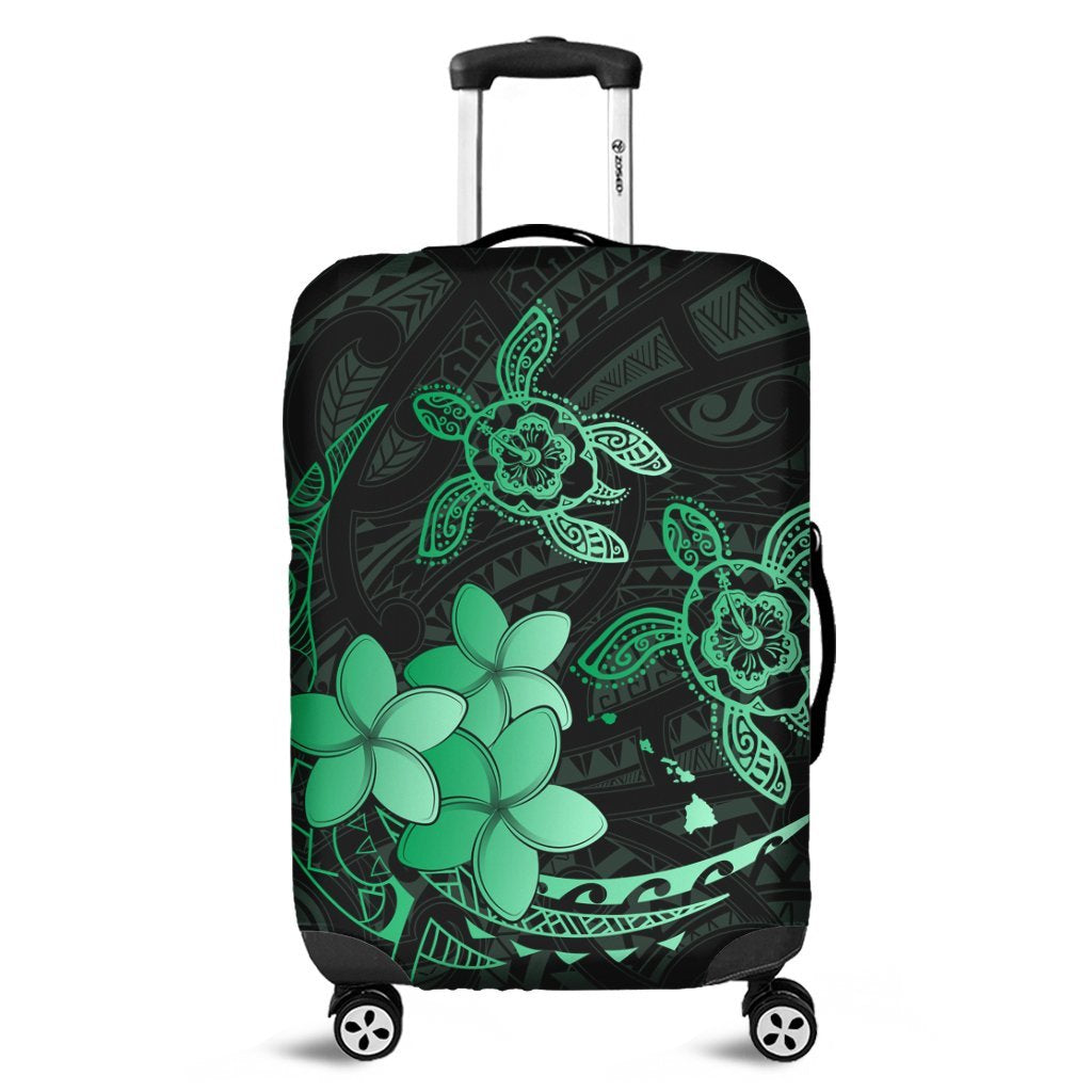 Hawaii Polynesian Turtle Plumeria Luggage Covers - Pog Style Green - AH Black - Polynesian Pride