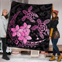 Hawaii Polynesian Turtle Plumeria Premium Quilts - Pog Style Pink - AH - Polynesian Pride