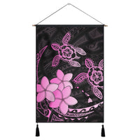 Hawaii Polynesian Turtle Plumeria Hanging Poster - Pog Style Pink - AH Hanging Poster Cotton And Linen - Polynesian Pride