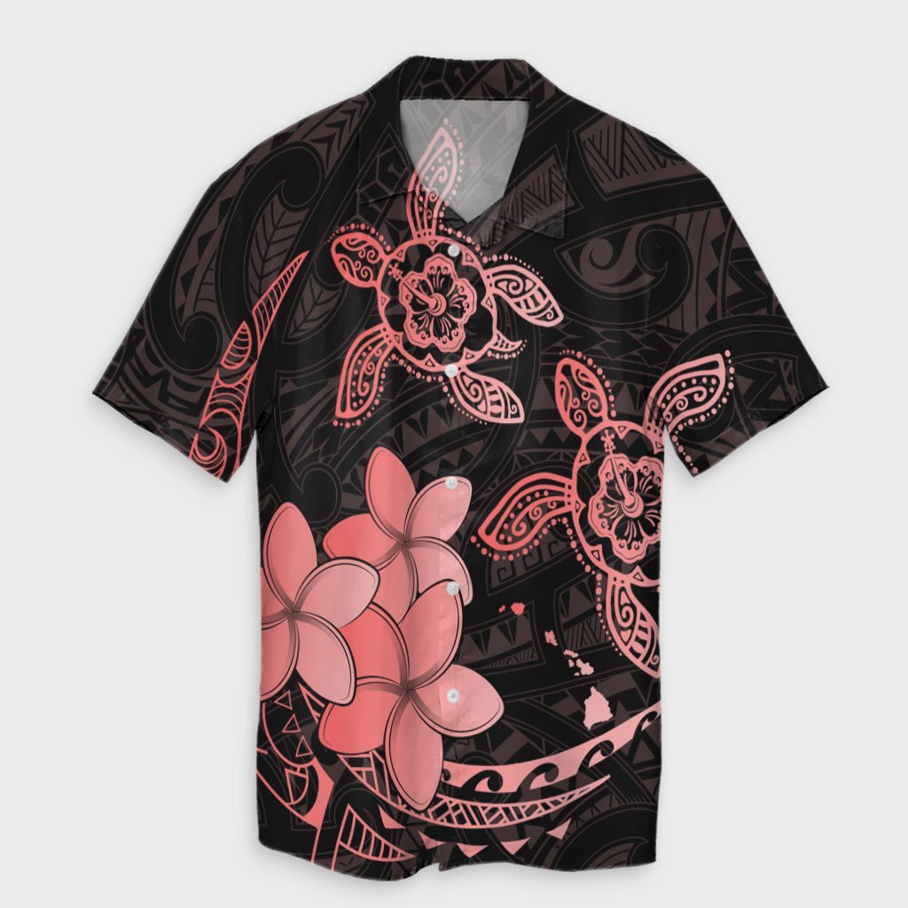 Hawaii Polynesian Turtle Plumeria Hawaiian Shirt - Pog Style Red - AH Unisex Black - Polynesian Pride