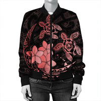 Hawaii Polynesian Turtle Plumeria Bomber Jacket - Pog Style Red - AH - Polynesian Pride