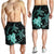 Hawaii Polynesian Turtle Plumeria Men's Shorts - Pog Style Turquoise - AH - Polynesian Pride