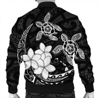 Hawaii Polynesian Turtle Plumeria Bomber Jacket - Pog Style White - AH - Polynesian Pride
