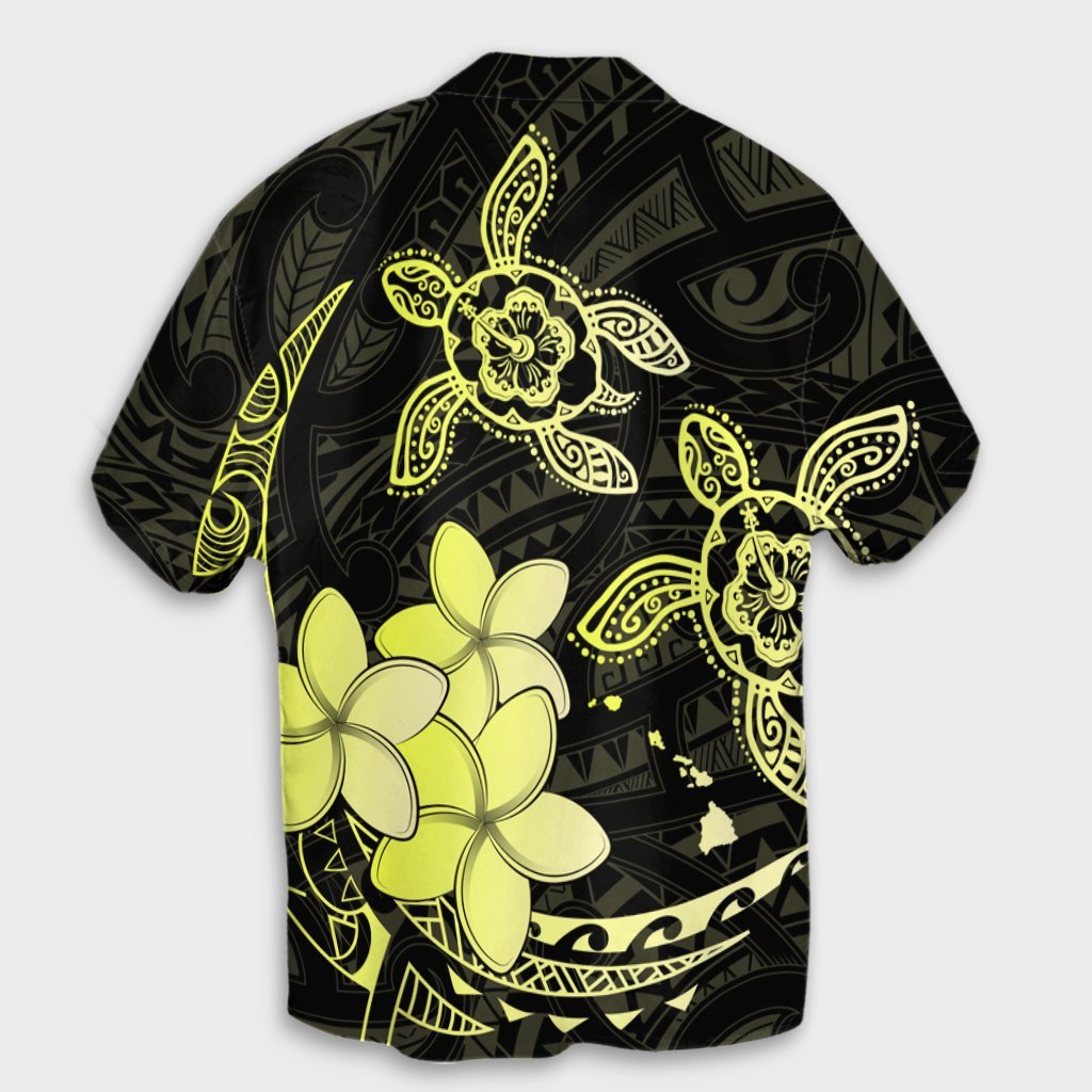 Hawaii Polynesian Turtle Plumeria Hawaiian Shirt - Pog Style Yellow - AH - Polynesian Pride