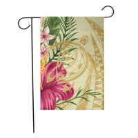 Hawaii Polynesian Turtle Tropical Hibiscus Plumeria Flag - Beige - AH - Polynesian Pride