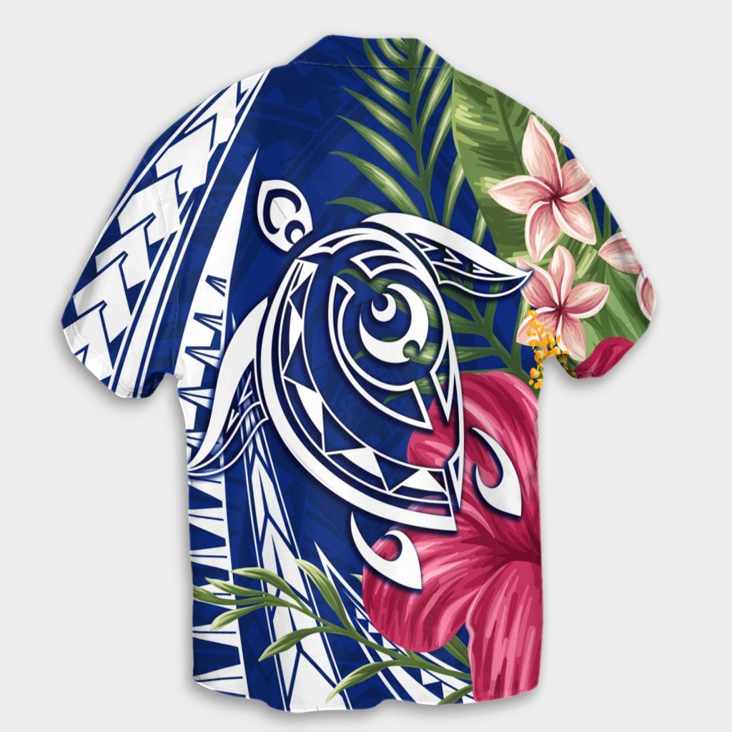 Hawaii Polynesian Turtle Tropical Hibiscus Plumeria Hawaiian Shirt - Blue - AH - Polynesian Pride