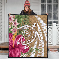 Hawaii Polynesian Turtle Tropical Hibiscus Plumeria Premium Quilts - Gold - AH - Polynesian Pride