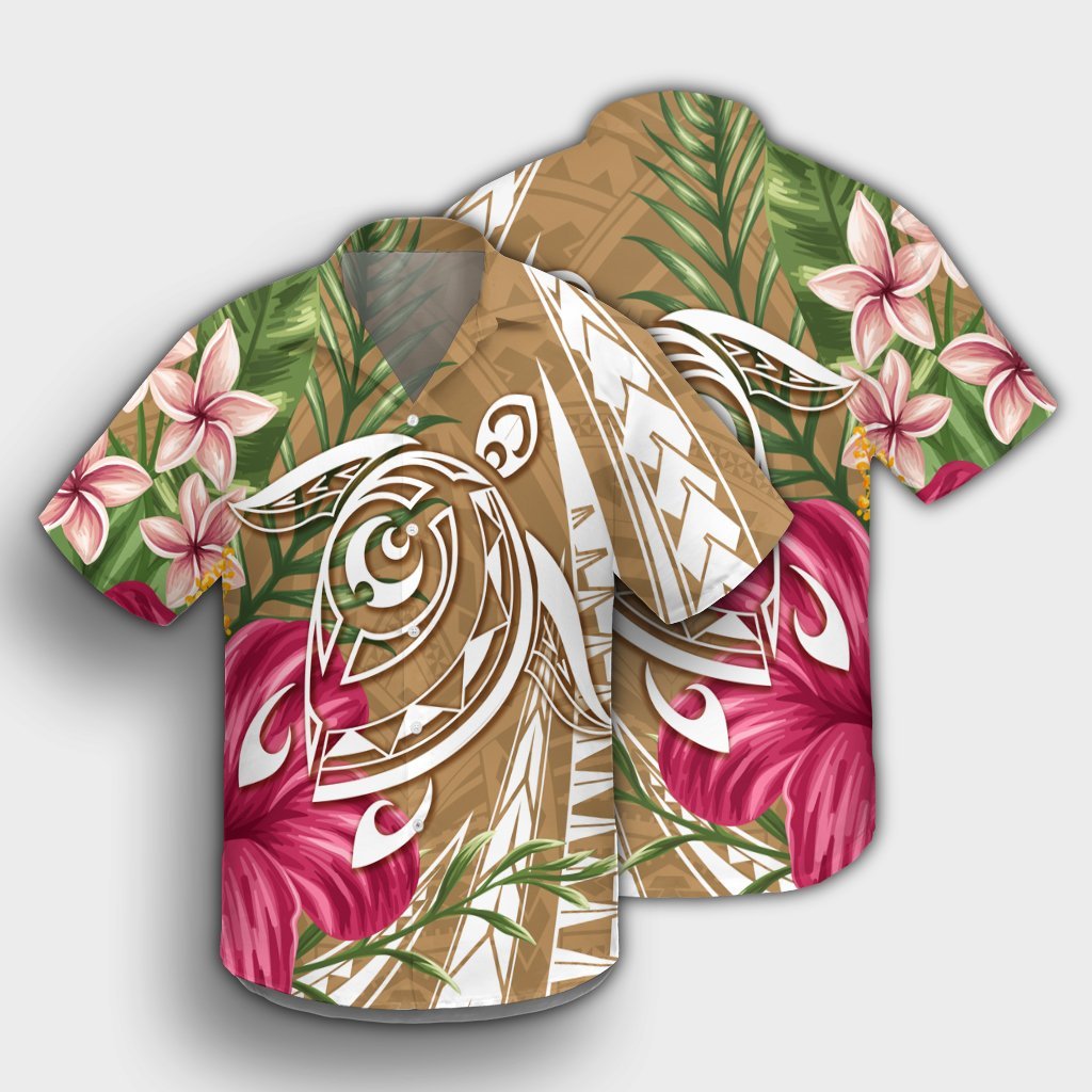 Hawaii Polynesian Turtle Tropical Hibiscus Plumeria Hawaiian Shirt - Gold - AH - Polynesian Pride