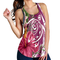 Hawaii Polynesian Turtle Tropical Hibiscus Plumeria Racerback Tank - Pink - AH - Polynesian Pride