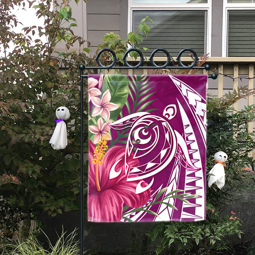Hawaii Polynesian Turtle Tropical Hibiscus Plumeria Flag - Pink - AH - Polynesian Pride