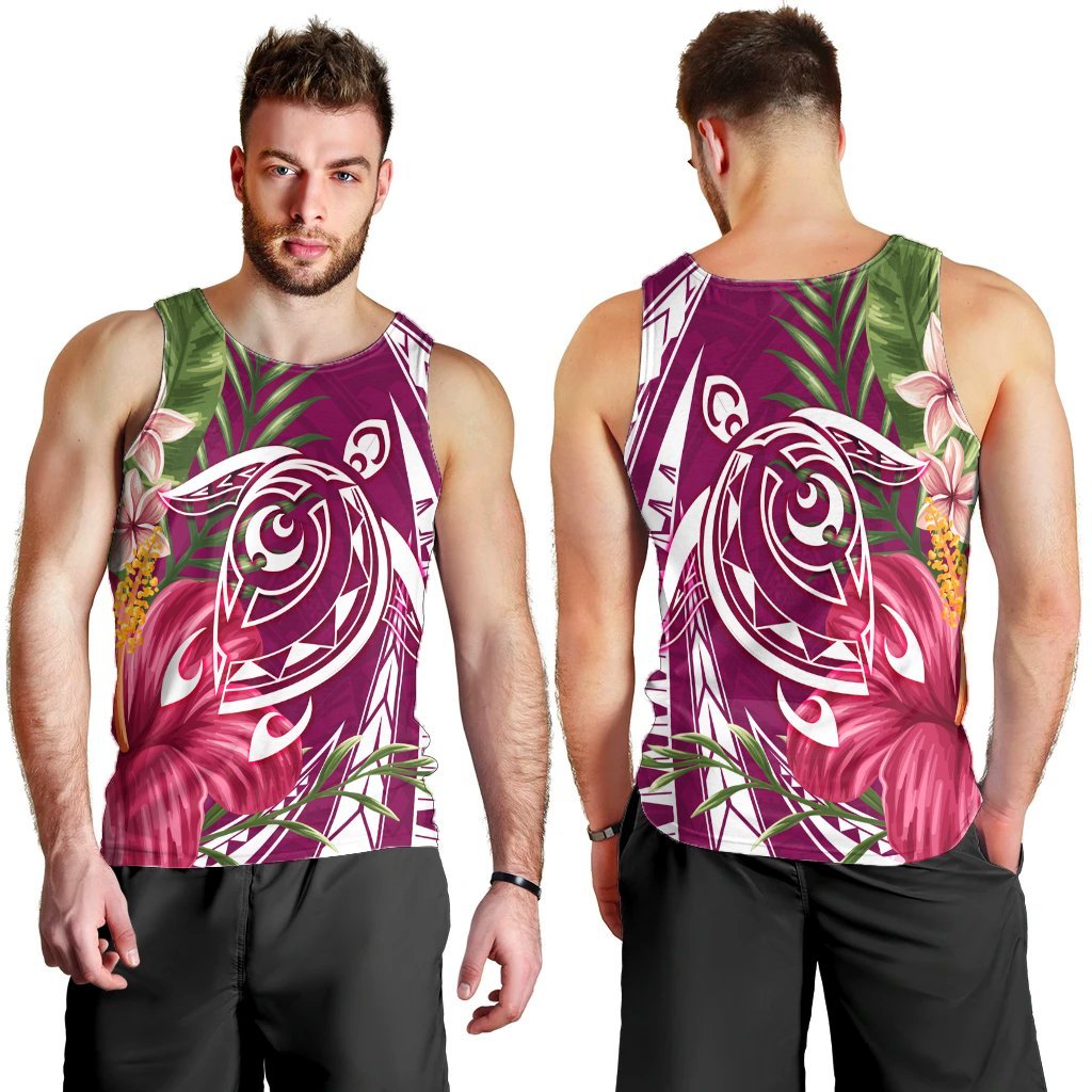 Hawaii Polynesian Turtle Tropical Hibiscus Plumeria Tank Top - Pink - AH - Polynesian Pride