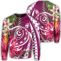 Hawaii Polynesian Turtle Tropical Hibiscus Plumeria Sweatshirt - Pink - AH Unisex Black - Polynesian Pride