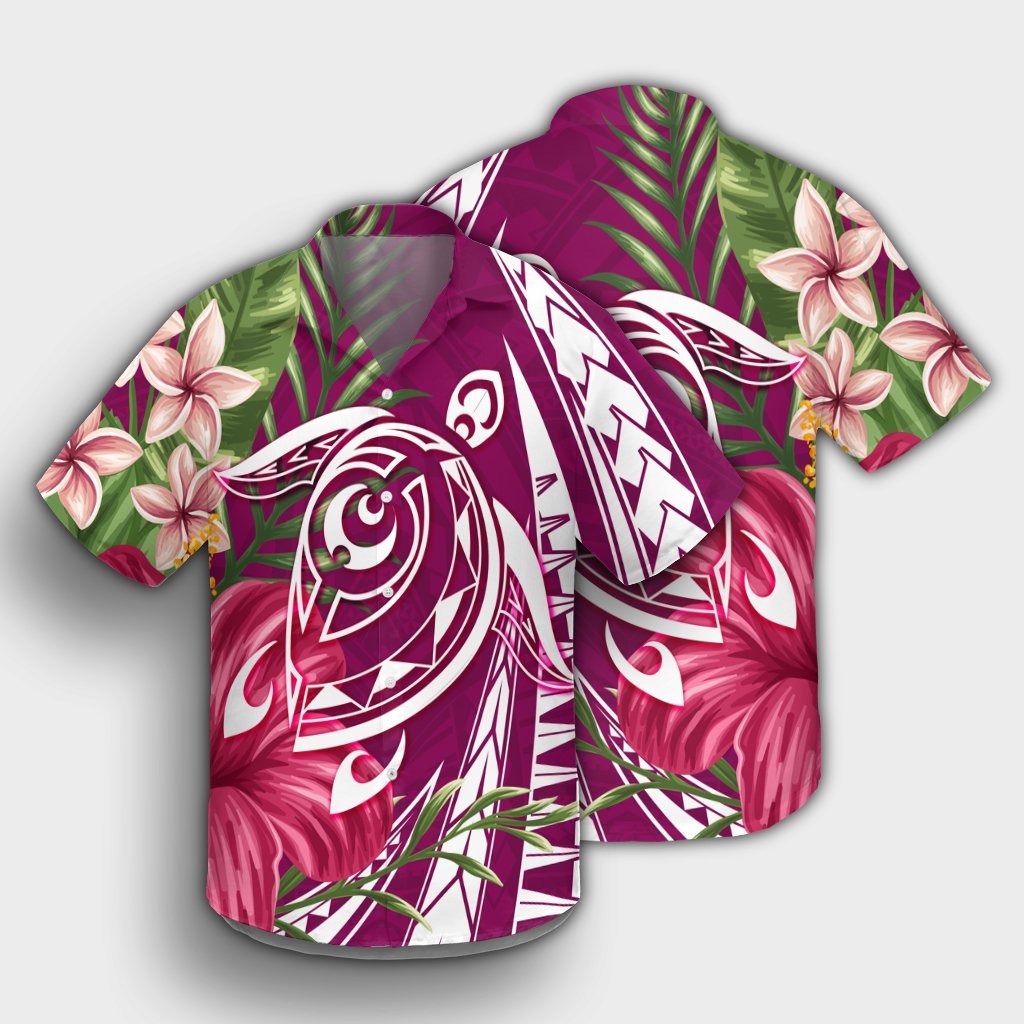 Hawaii Polynesian Turtle Tropical Hibiscus Plumeria Hawaiian Shirt - Pink - AH - Polynesian Pride