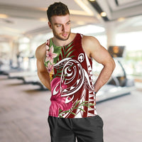Hawaii Polynesian Turtle Tropical Hibiscus Plumeria Tank Top - Red - AH - Polynesian Pride