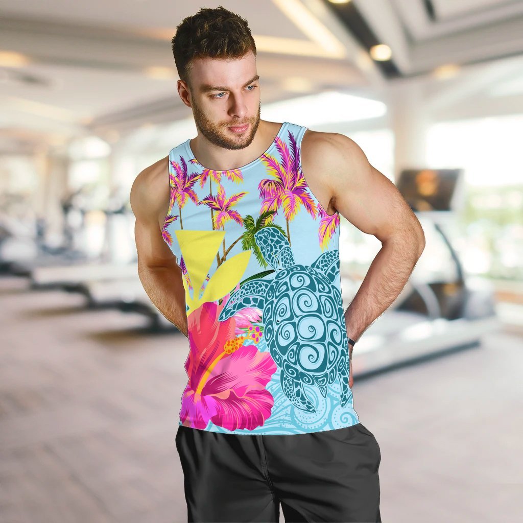 Hawaii Sea Turtle Hibiscus Kanaka Tank Top - AH - Polynesian Pride