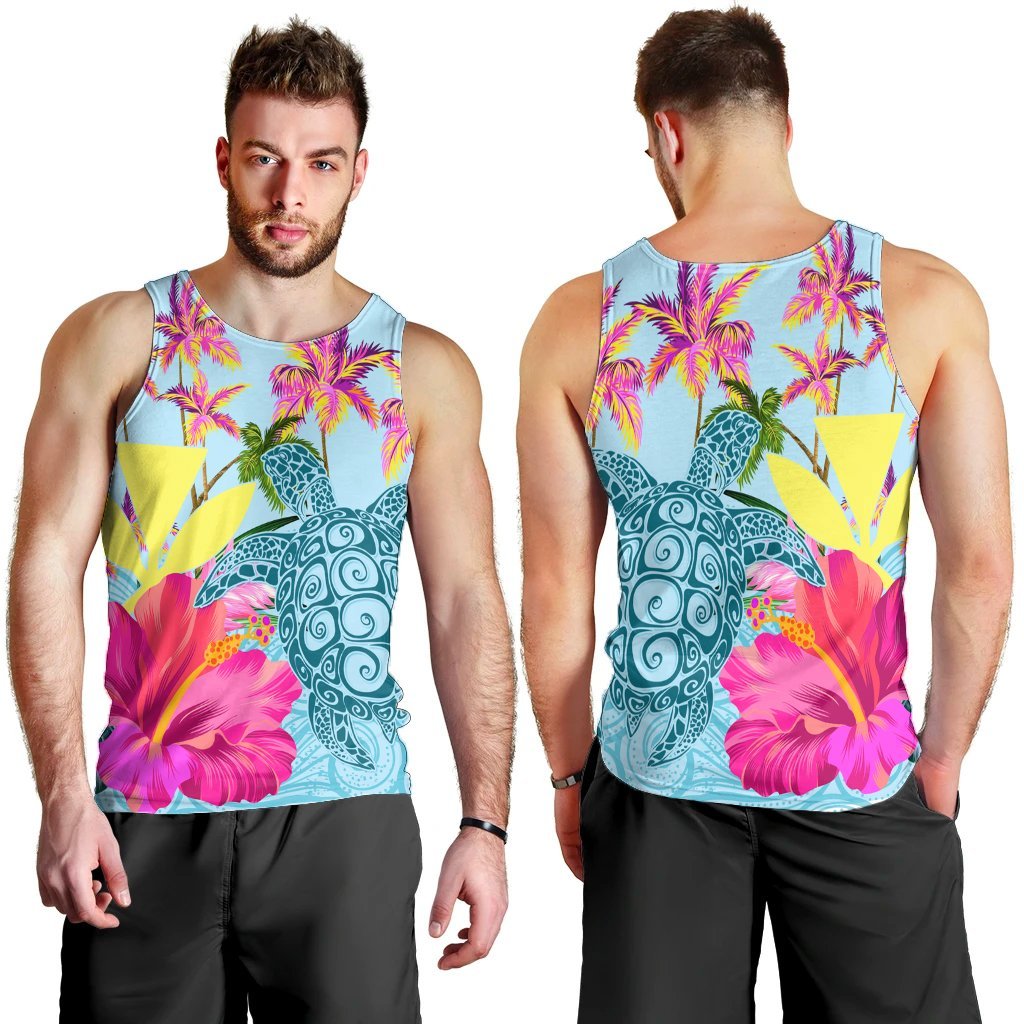 Hawaii Sea Turtle Hibiscus Kanaka Tank Top - AH - Polynesian Pride