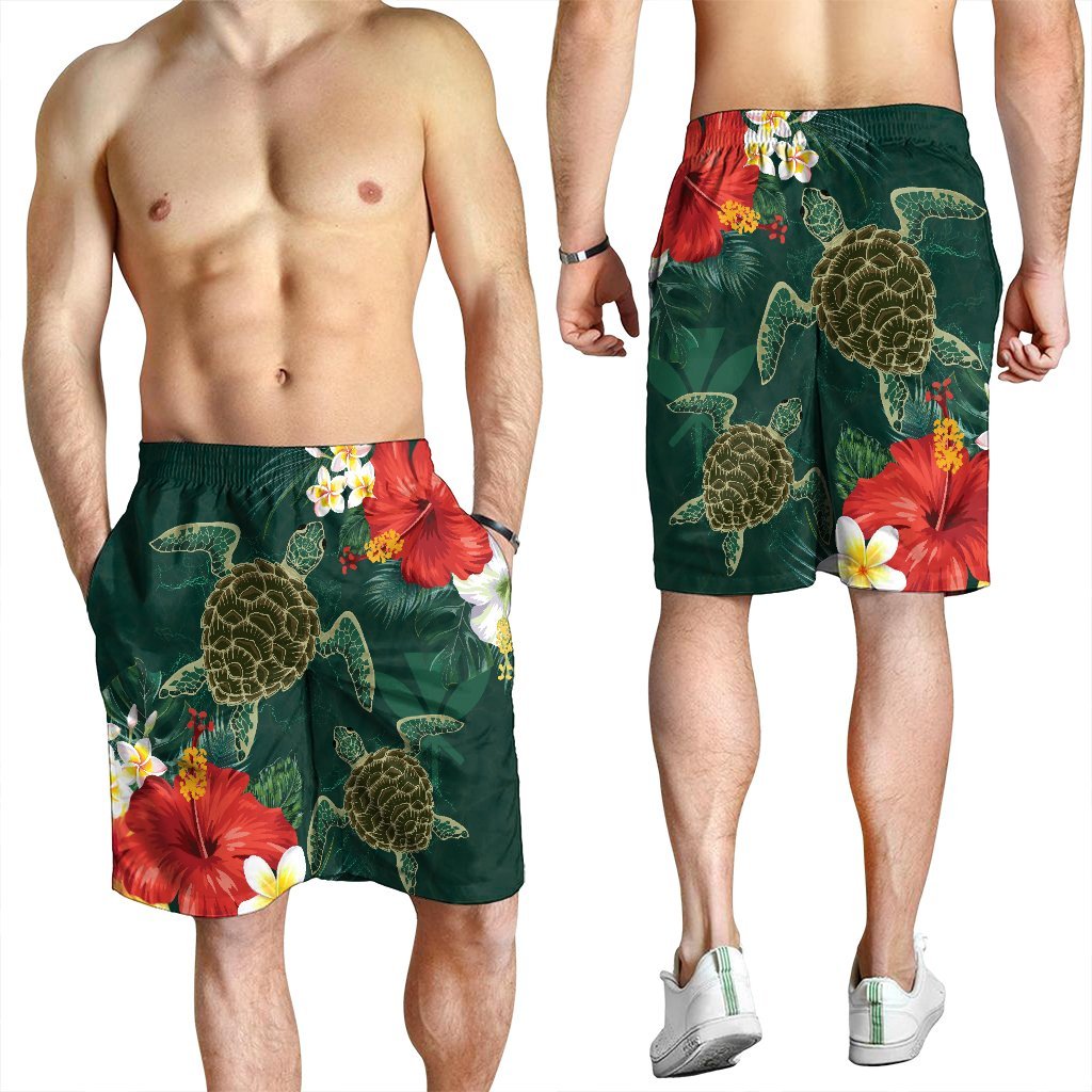 Hawaii Sea Turtle Hibiscus Plumria Men's Shorts - AH - Polynesian Pride