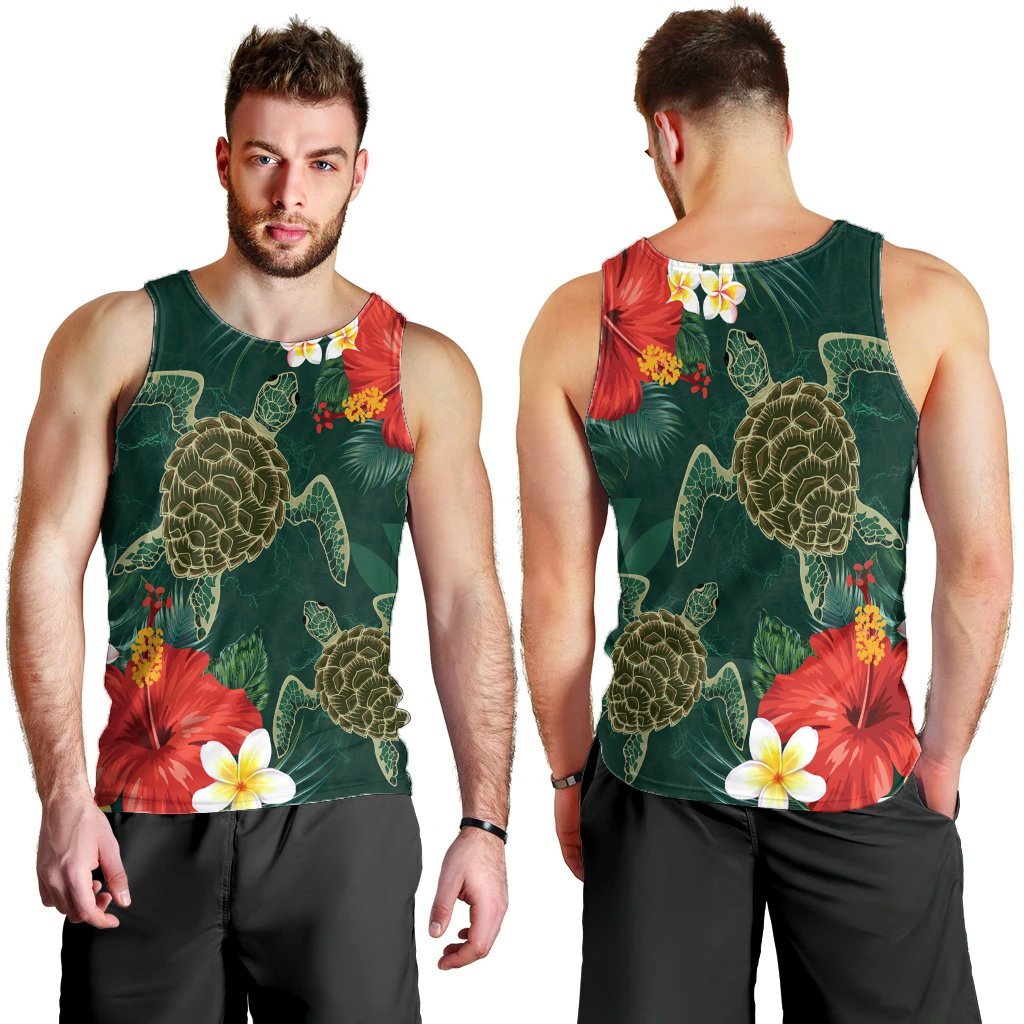 Hawaii Sea Turtle Hibiscus Plumria Tank Top - AH - Polynesian Pride