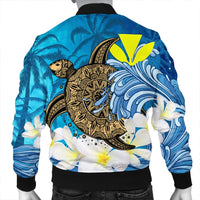 Hawaii Sea Turtle Plumeria Coconut Tree Bomber Jacket - AH - Polynesian Pride