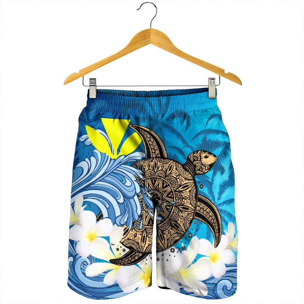 Hawaii Sea Turtle Plumeria Coconut Tree Men's Shorts - AH - Polynesian Pride