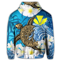 Hawaii Sea Turtle Plumeria Coconut Tree Zip Hoodie - Polynesian Pride