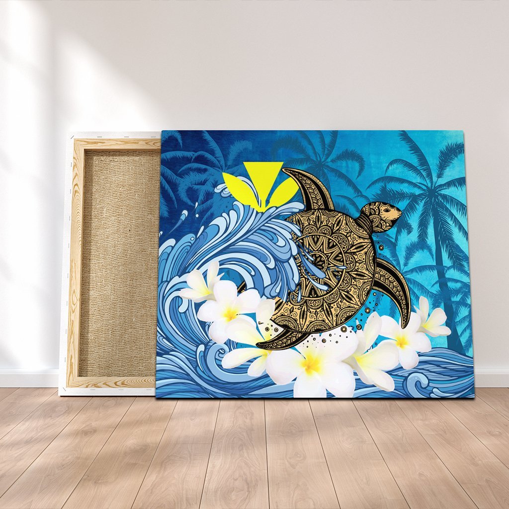 Hawaii Sea Turtle Plumeria Coconut Tree Canvas - AH Canvas Poly-cotton - Polynesian Pride