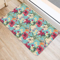 Hawaii Seamless Floral Pattern With Tropical Hibiscus, Watercolor Hawaii Door Mat - Polynesian Pride
