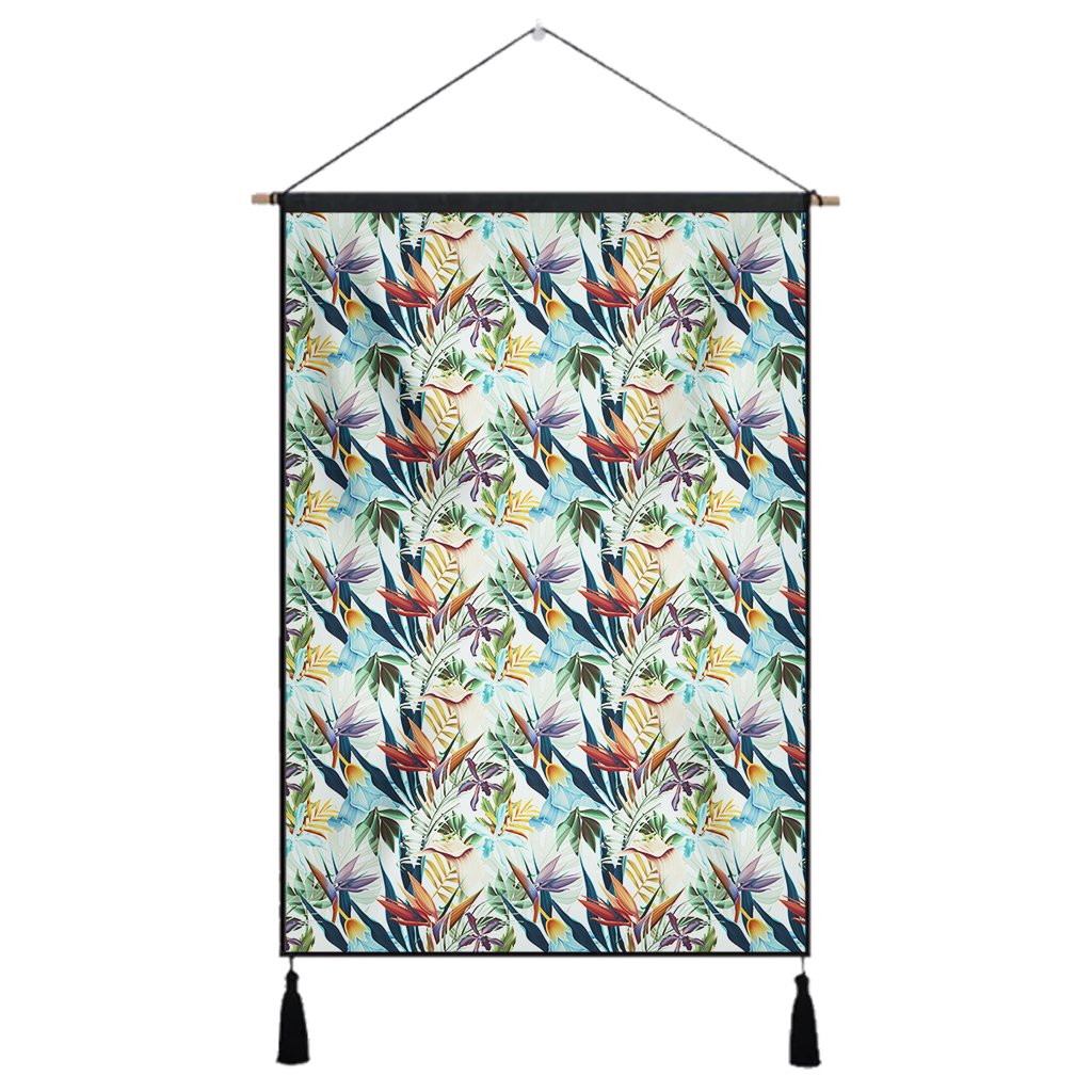 Hawaii Seamless Tropical Flower Plant And Leaf Hanging Poster - AH- Hanging Poster 43 x 65 cm Cotton And Linen - Polynesian Pride