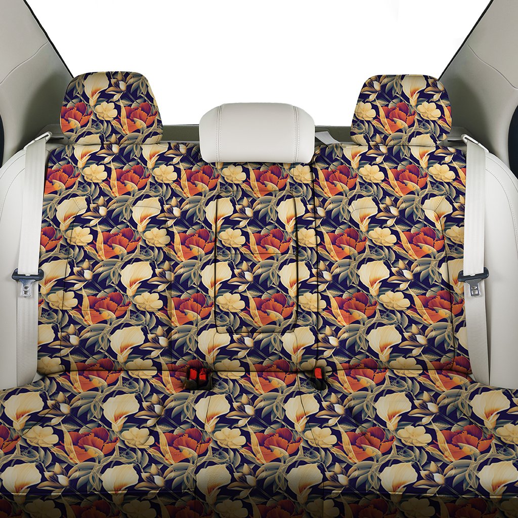 Hawaii Seamless Tropical Flower Plant And Leaf Pattern Background Back Seat Cover - Polynesian Pride