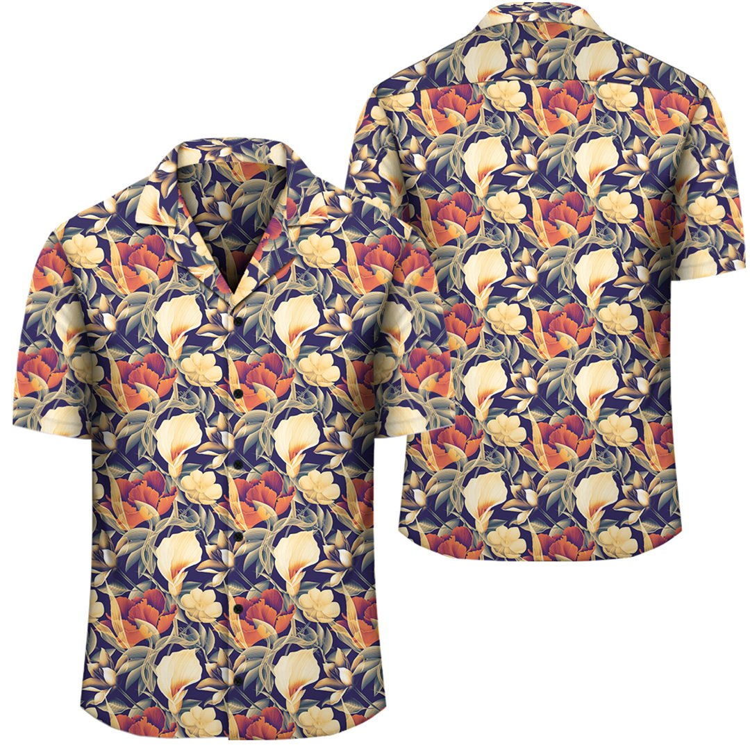 Hawaii Seamless Tropical Flower Plant And Leaf Pattern Background Hawaiian Shirt Unisex Black - Polynesian Pride