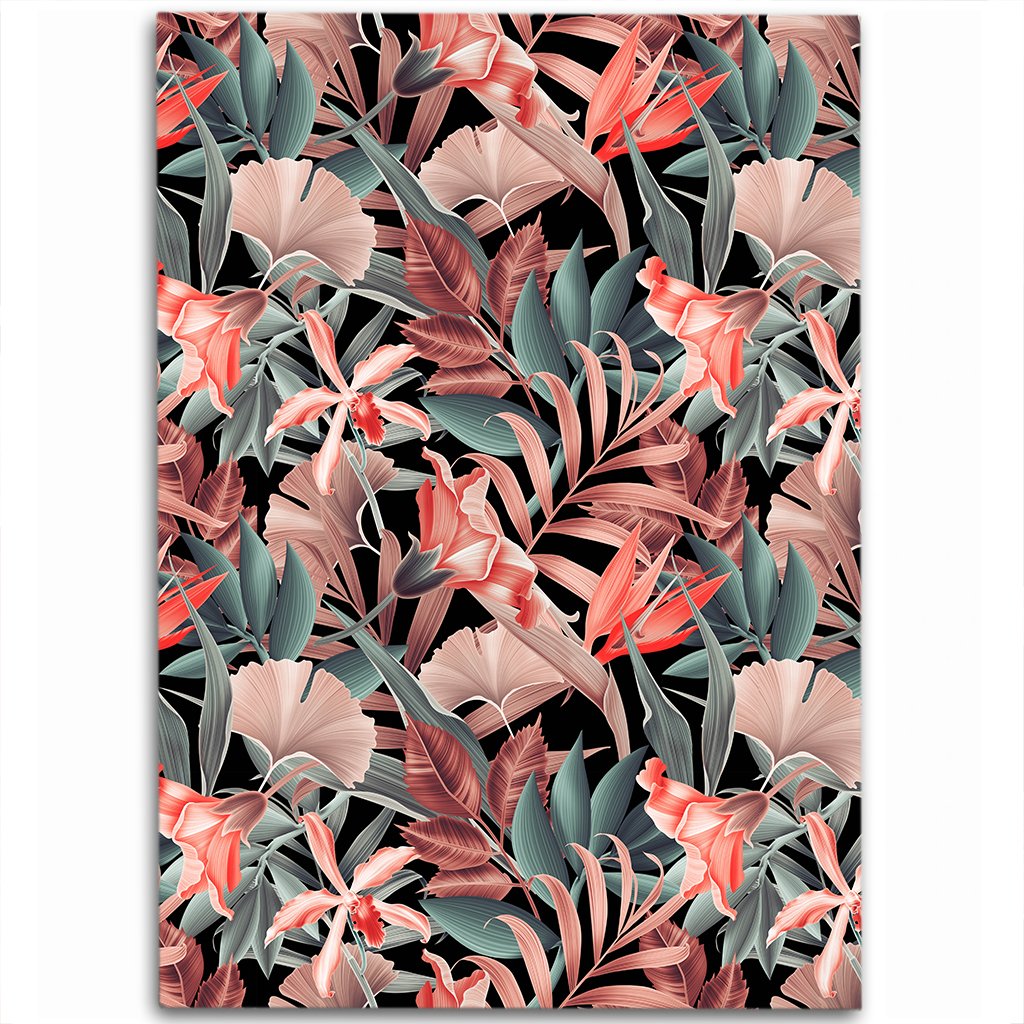 Hawaii Seamless Tropical Flower Plant Leaf Pattern Background Retro Botanical Style Area Rug - AH Luxurious - Polynesian Pride