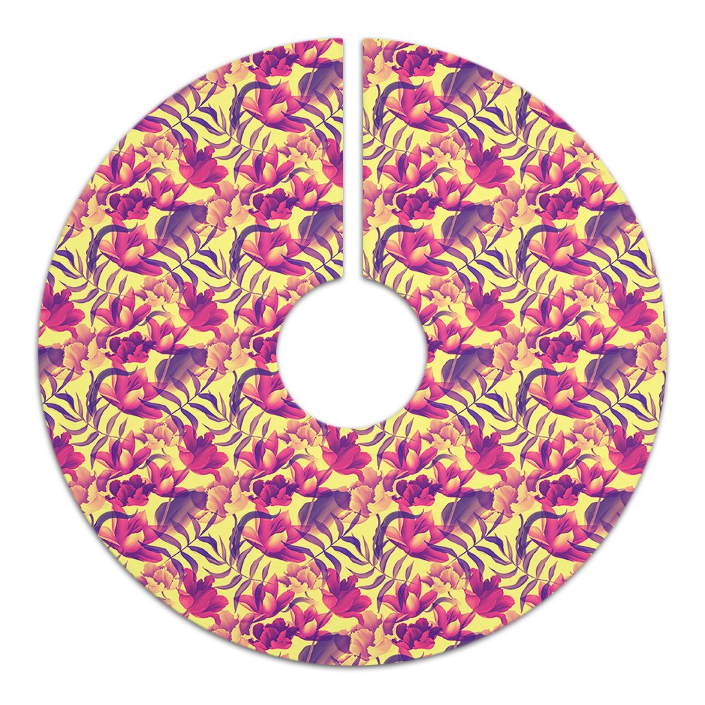 Hawaii Seamless Tropical Flower Plant Pattern Background Tree Skirt - Polynesian Pride