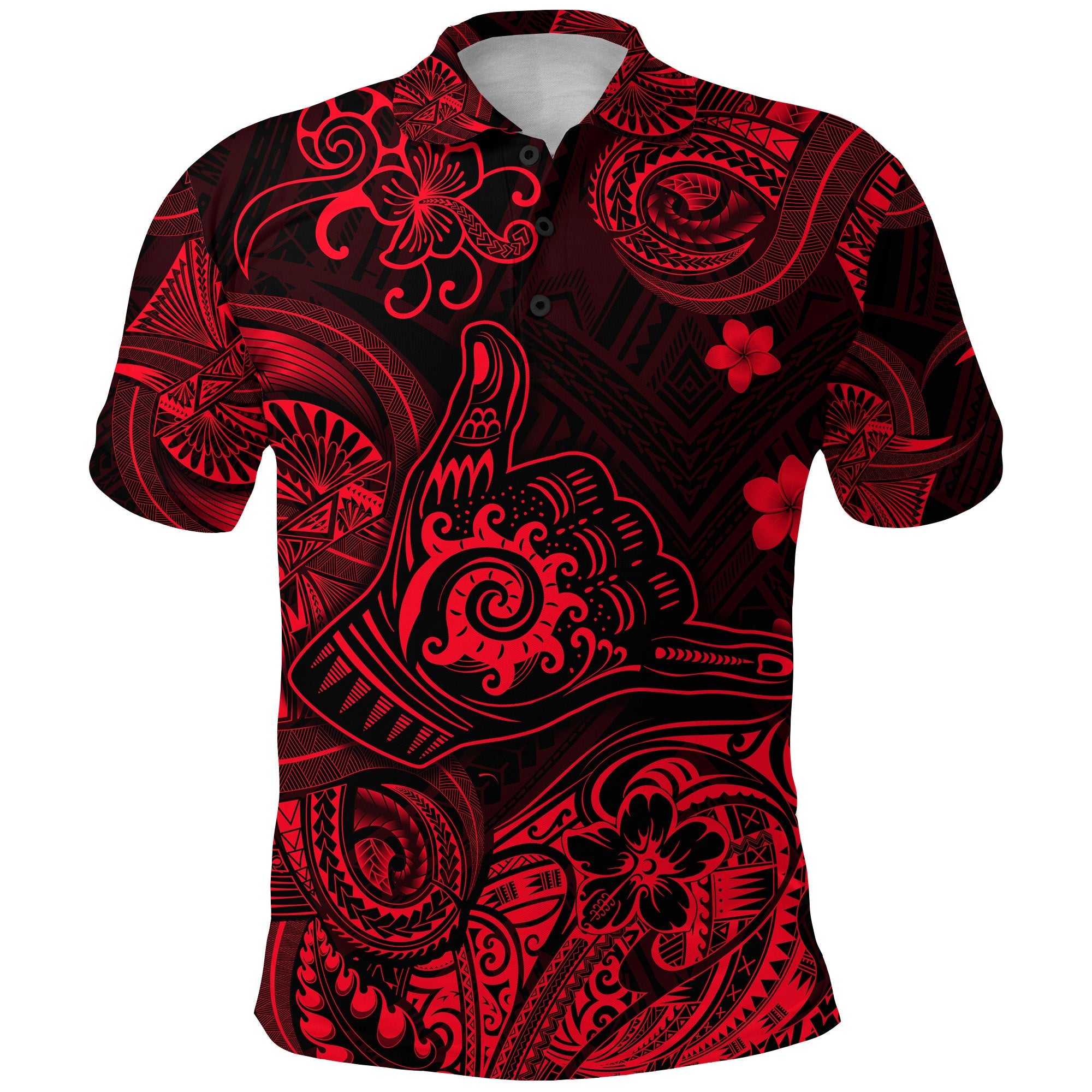 (Adam Chacon) Hawaii Shaka Polynesian Polo Shirt Unique Style Red LT8 Unisex Red - Polynesian Pride