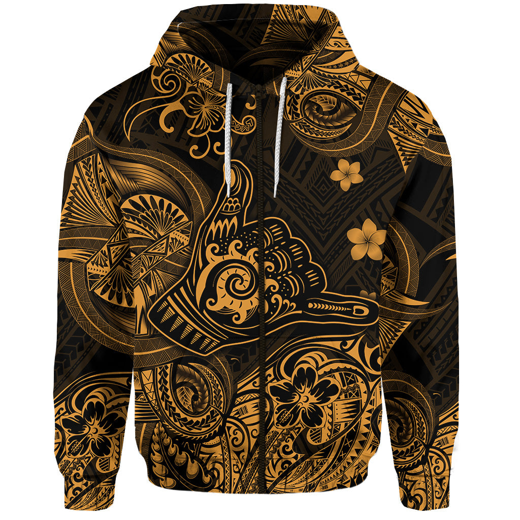 Hawaii Shaka Polynesian Zip Hoodie Unique Style Gold LT8 - Polynesian Pride