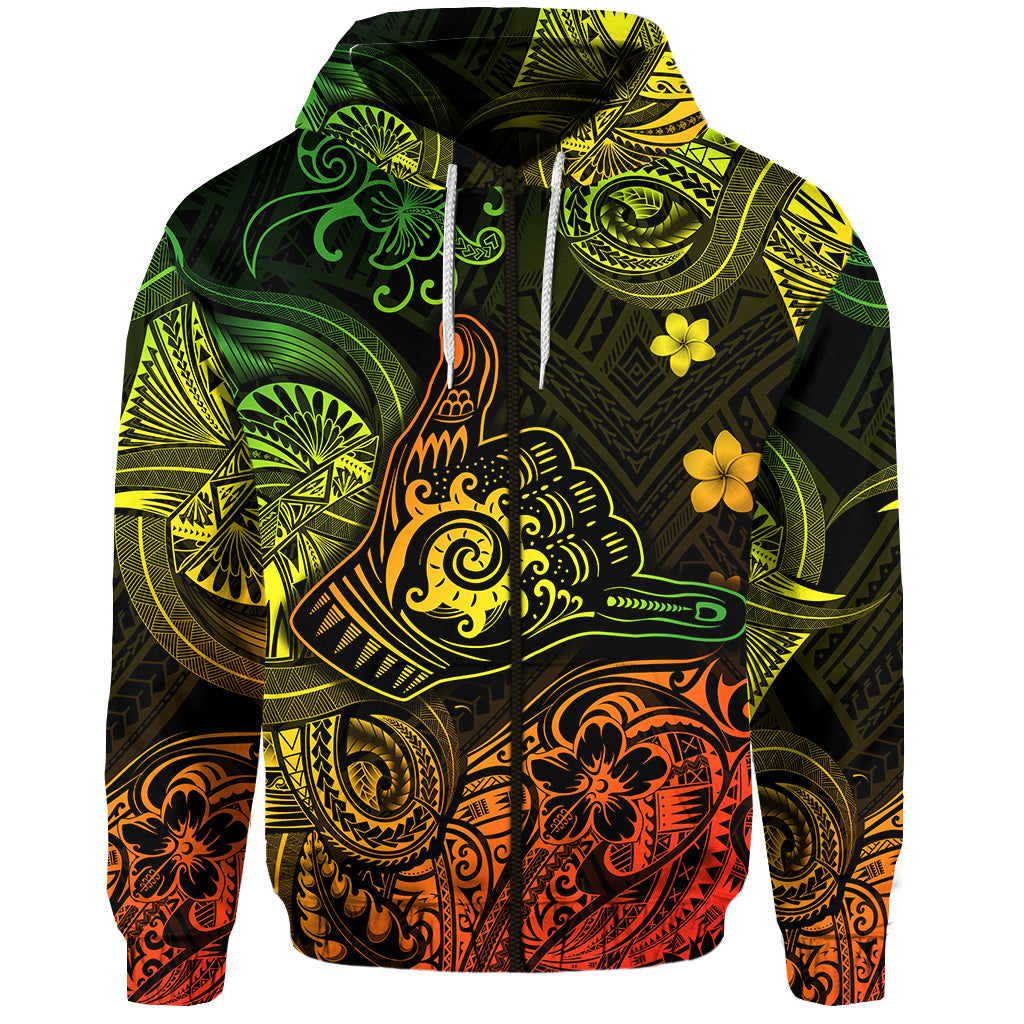 Hawaii Shaka Polynesian Zip Hoodie Unique Style Reggae LT8 - Polynesian Pride