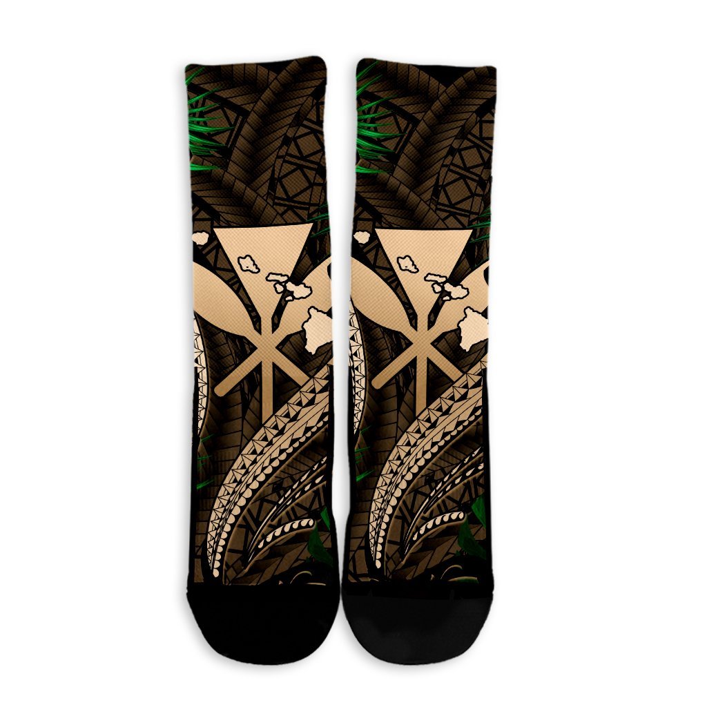 Hawaii Shark Polynesian Tropical Crew Socks - Gold - AH - Polynesian Pride