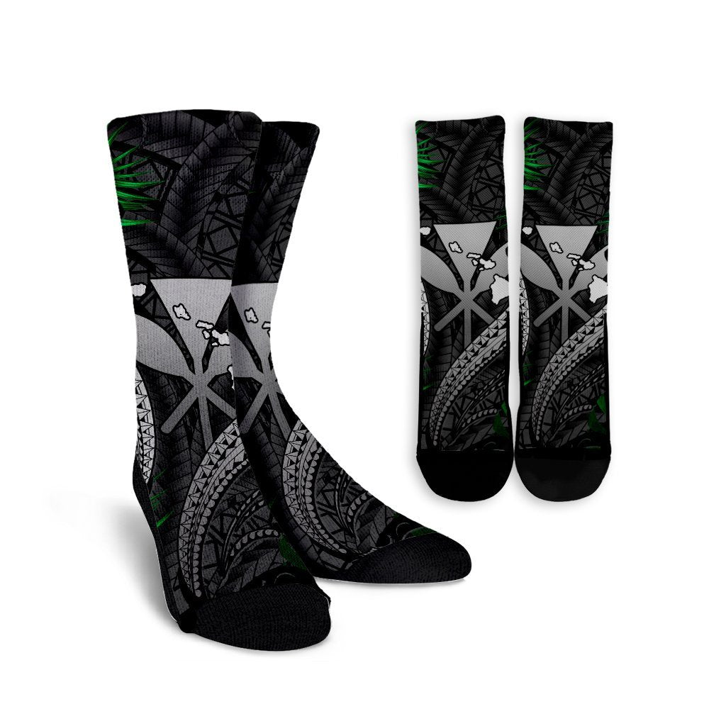Hawaii Shark Polynesian Tropical Crew Socks - Gray - AH Crew Socks White - Polynesian Pride