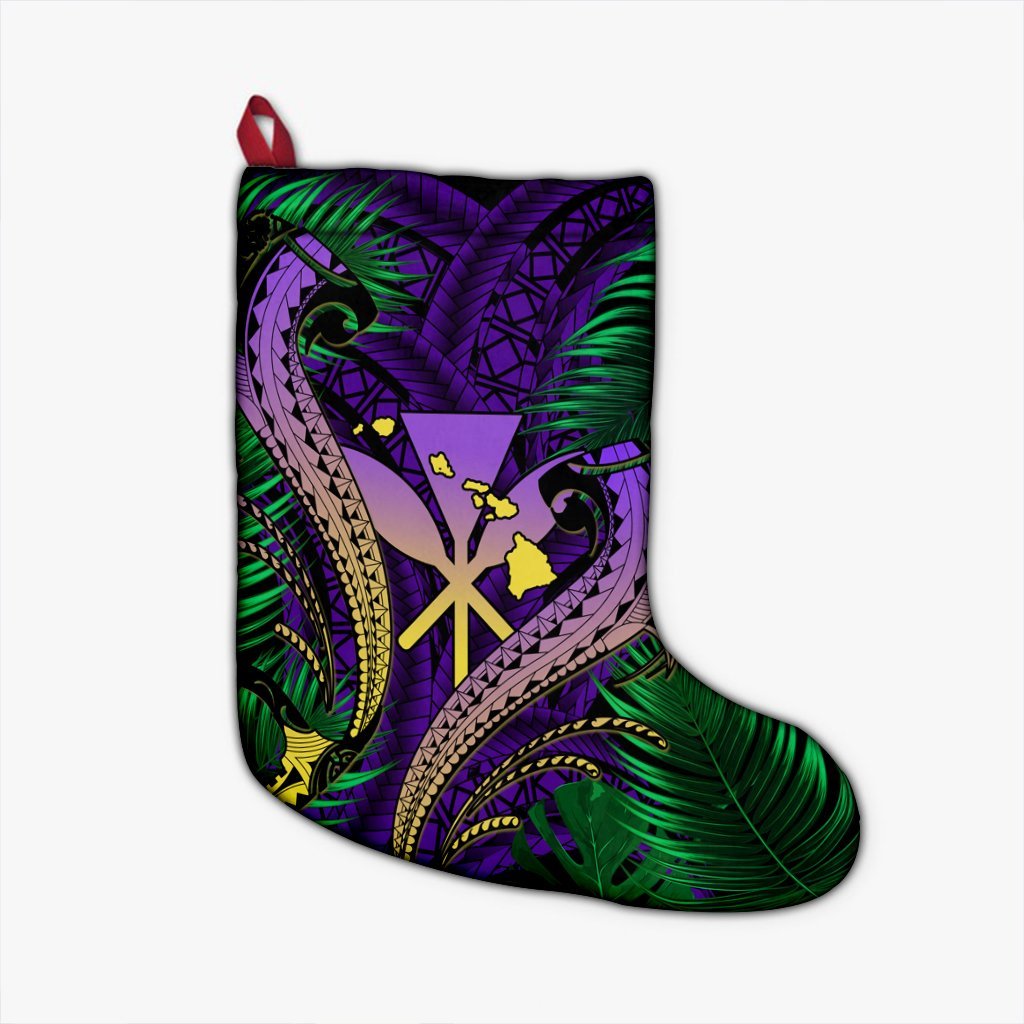 Hawaii Shark Polynesian Tropical Christmas Stocking - Purple - AH Christmas Stocking 26 X 42 cm Black - Polynesian Pride