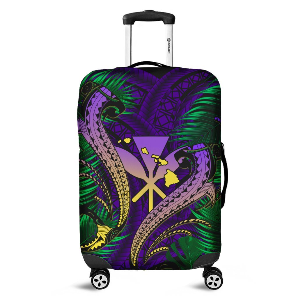 Hawaii Shark Polynesian Tropical Luggage Covers - Purple - AH Black - Polynesian Pride