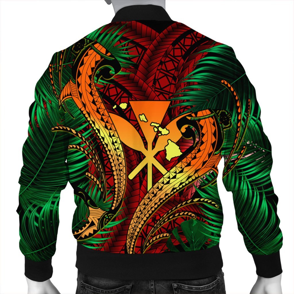 Hawaii Shark Polynesian Tropical Bomber Jacket - Red - AH - Polynesian Pride
