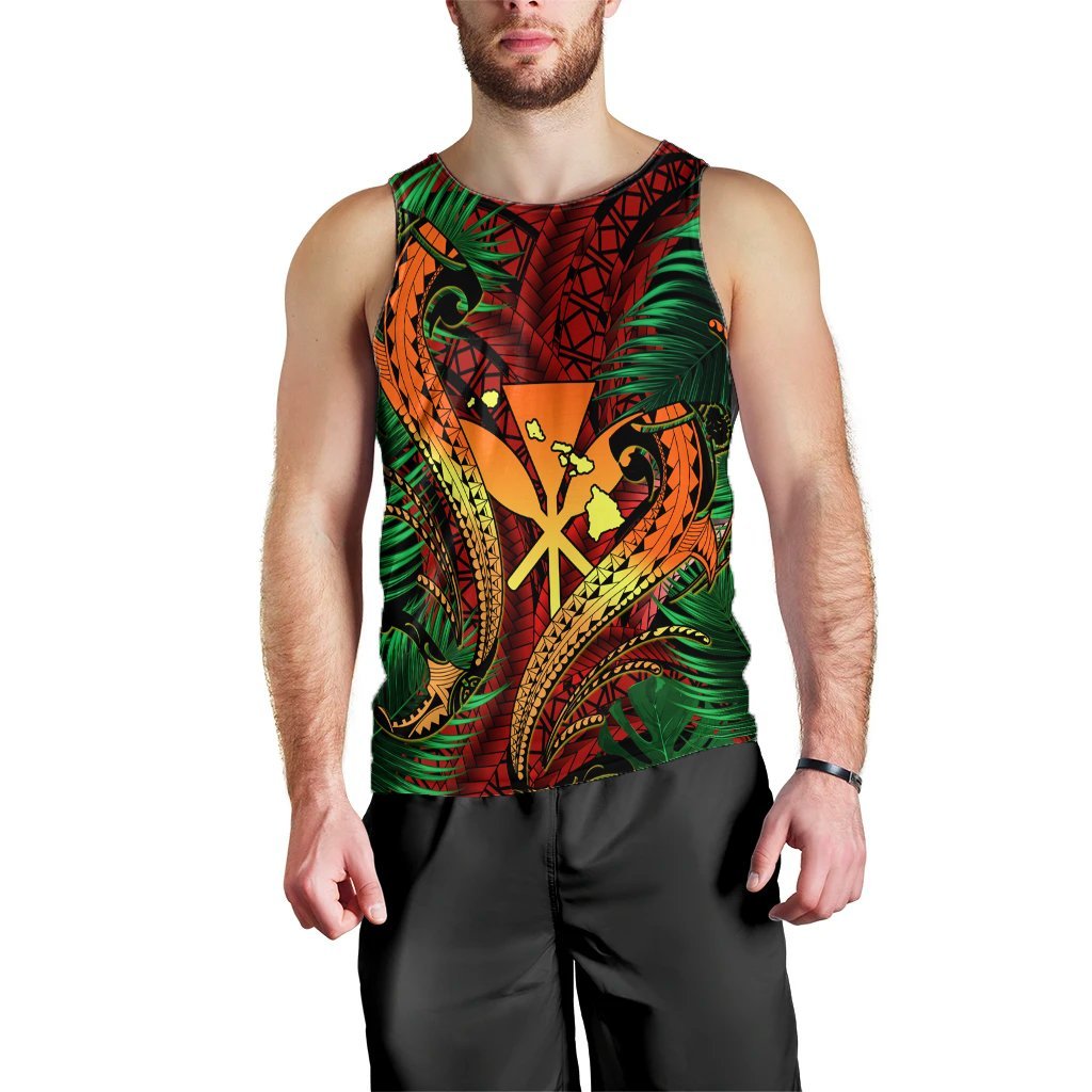 Hawaii Shark Polynesian Tropical Tank Top - Red - AH Black - Polynesian Pride
