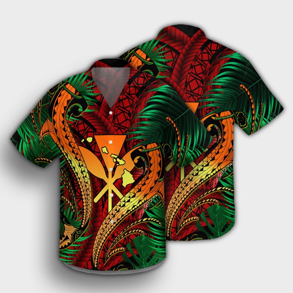 Hawaii Shark Polynesian Tropical Hawaiian Shirt - Red - AH - Polynesian Pride