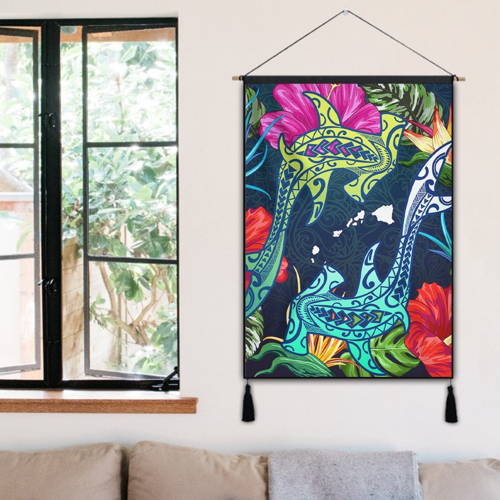 Hawaii Shark Tropical Color Hanging Poster - AH - Polynesian Pride