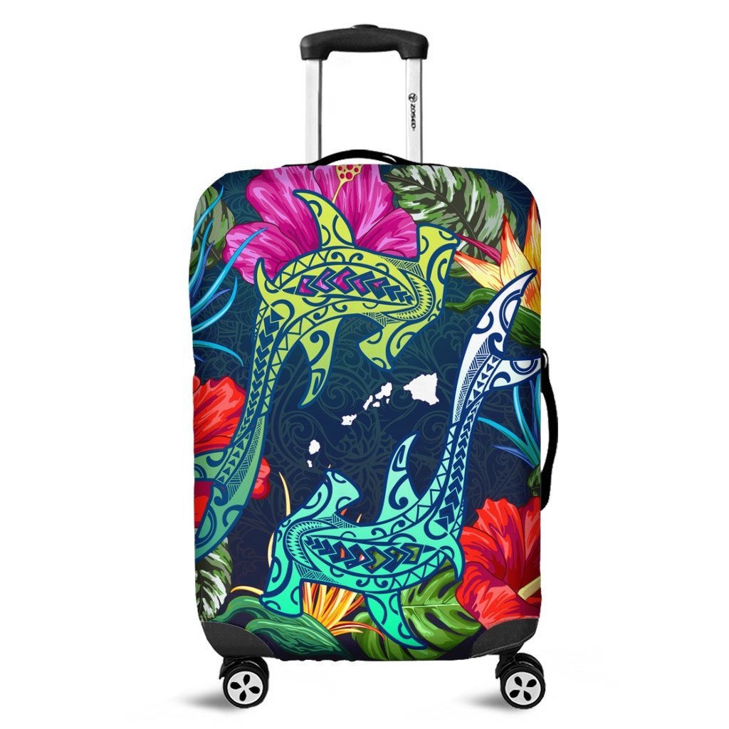 Hawaii Shark Tropical Color Luggage Covers - AH Black - Polynesian Pride