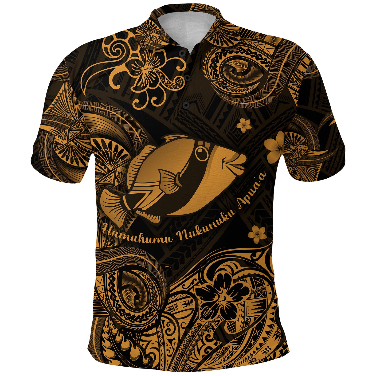 Hawaii State Fish: Humuhumu Nukunuku Apuaa Polynesian Polo Shirt Unique Style Gold LT8 - Polynesian Pride